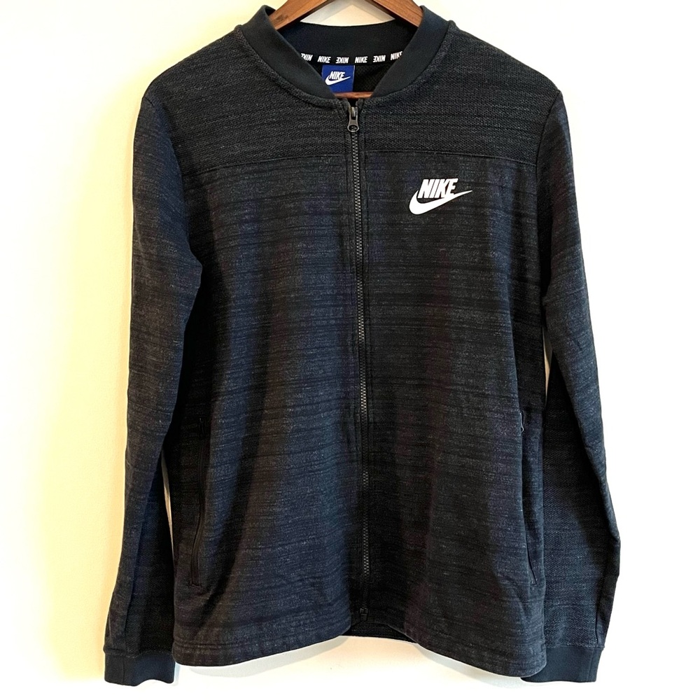 Nike Jacket Mens M Charcoal Gray Sportswear Advance Full Zip Knit Bomber Sports